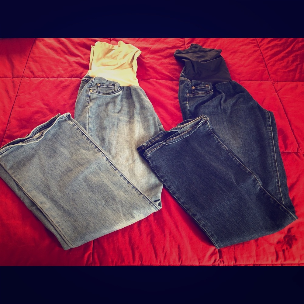 Two pairs of Destination Maternity bootcut jeans